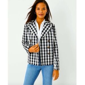 Ann Taylor Cropped Gingham Checked Trenchcoat